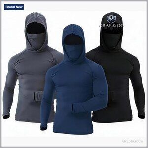Men's UPF 50+ Fishing Hoodie 3-Pack with Face Cover Quick Dry Performance